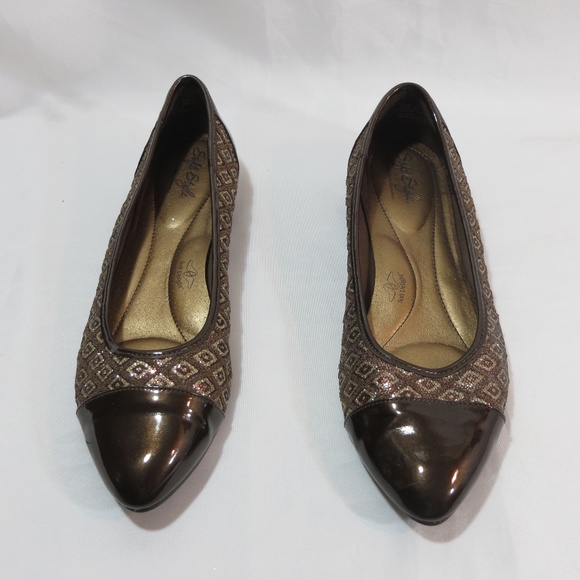 Soft Style a Hush Puppies Glittery Brown Flats - Picture 2 of 16